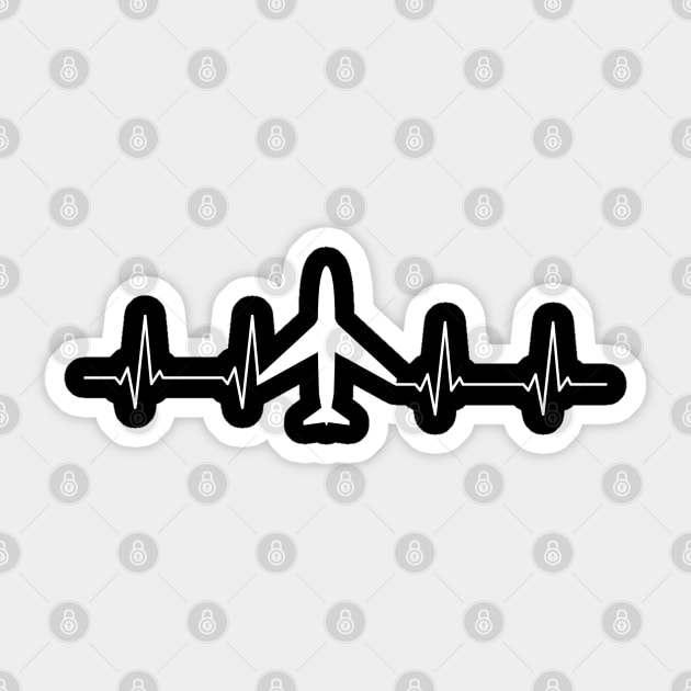 Heartbeat pilot gift shirt Sticker by Upswipe.de